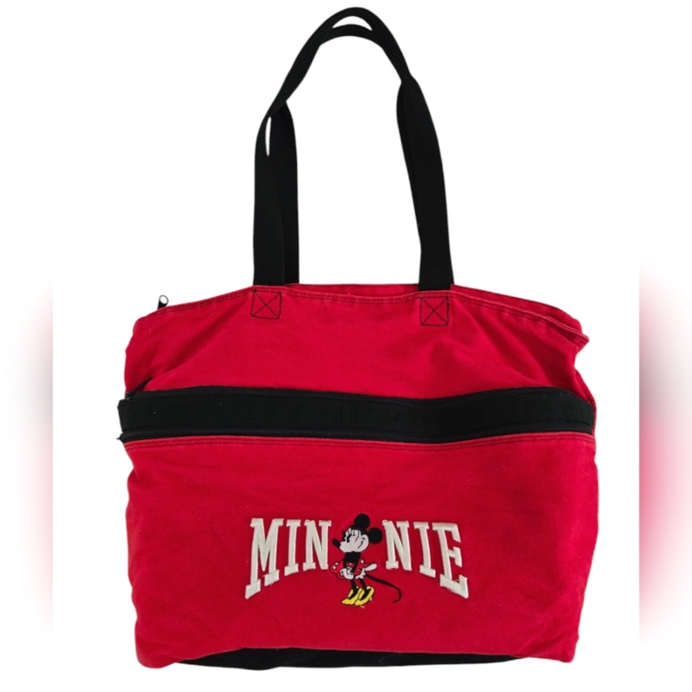 Disney Minnie Mouse Large Zippered Red Tote Bag